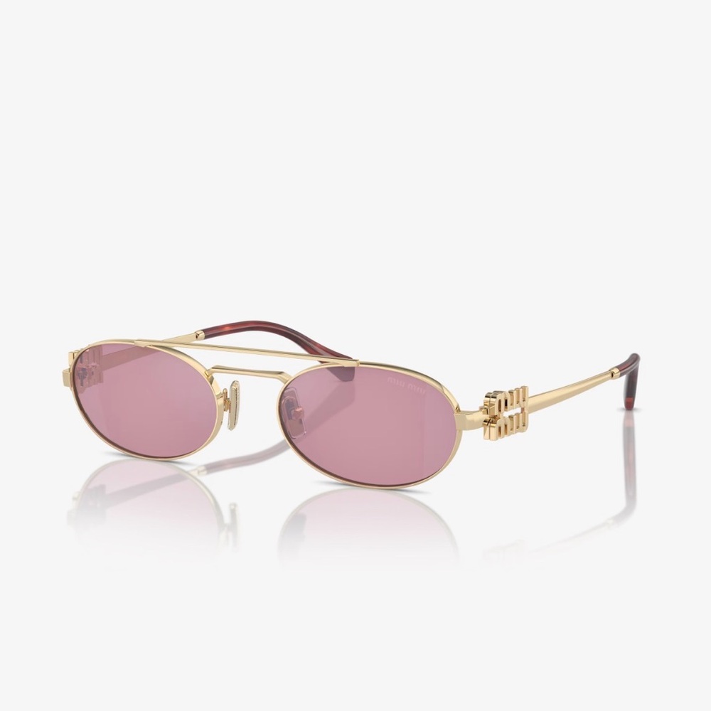 Miu Miu Gold Frame Sunglasses with Pink Lenses